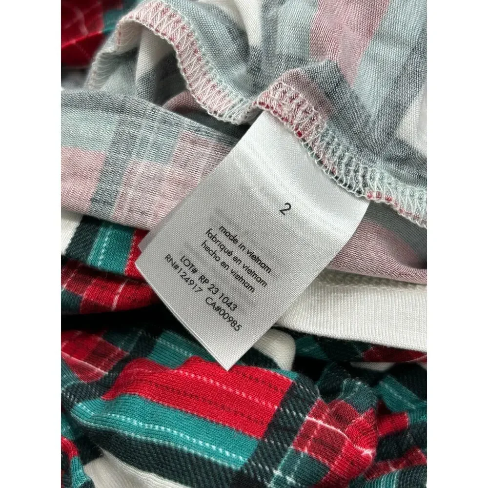 NWT Rachel Parcell Kids Green Red Plaid Long Sleeve Pajama Set Christmas Size 2